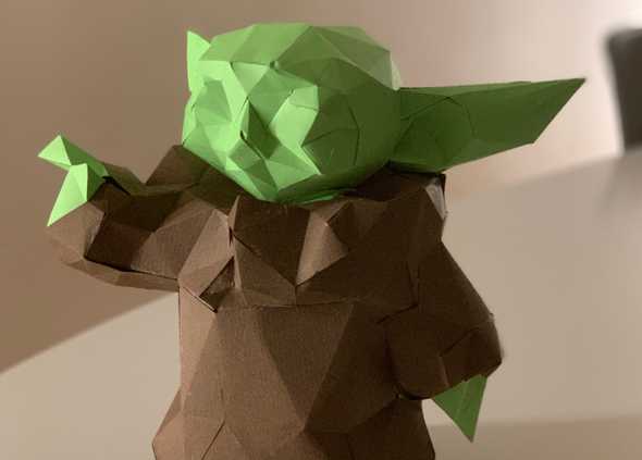 baby yoda in papercraft